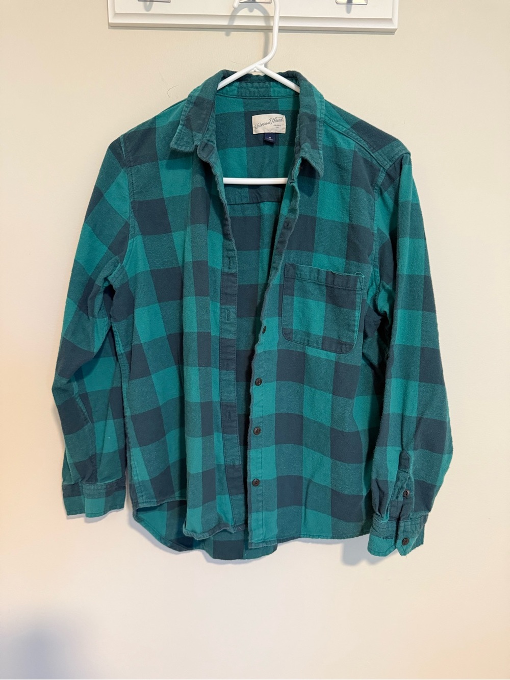 Universal Thread Teal & Black Plaid Button-Down Shirt